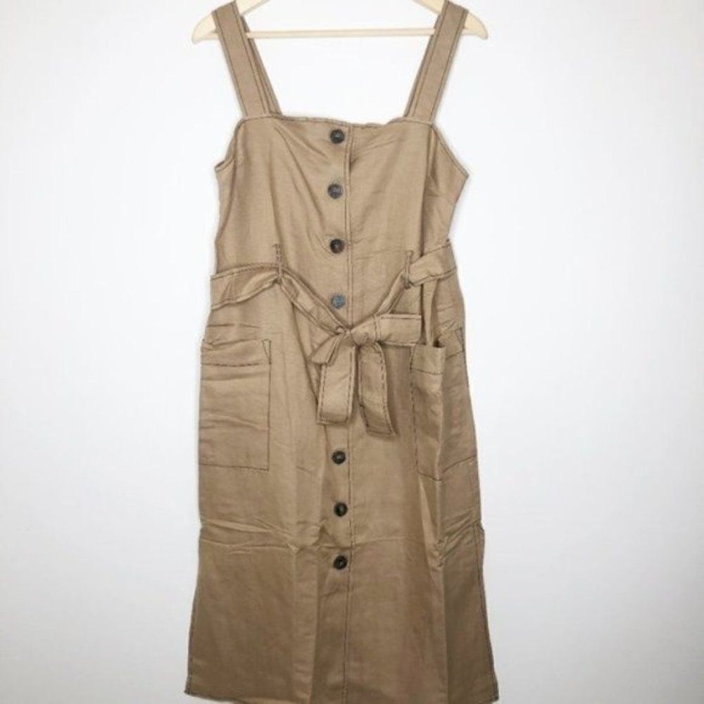 MOON RIVER Contrast Stitch Button Front Midi Dress - Picture 2 of 8